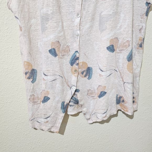 Rachel Zoe Floral Linen Top Womens Size XL Dolman Button Back Multicolor - Picture 4 of 7
